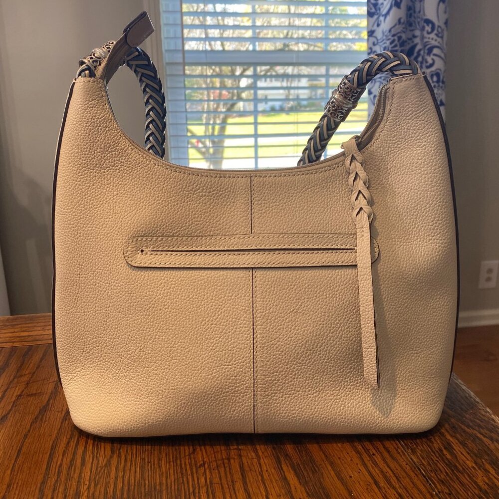 Brighton Bellaire Hobo bag off white leather purse with braided strap NEW
